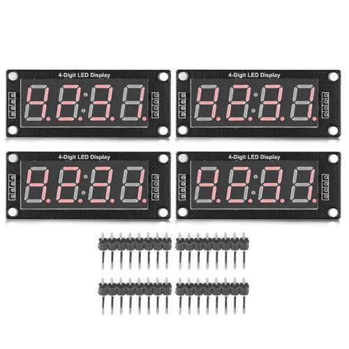 4 Ensemble 4 Chiffres Tube Numérique Led Affichage Conseil 7 Segments Module D'horloge Tm1637 0.56in Rouge Mra041d