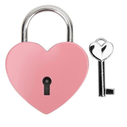Coeur Serrure Métal Coloré Exquis Cadenas Ménage Fournitures D'artisanat Avec Clé 45x59mmRose