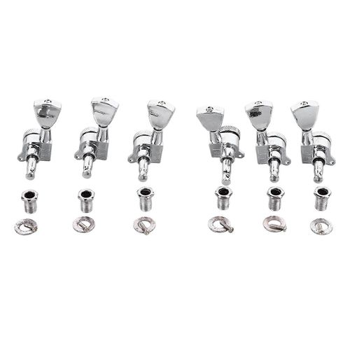 6pcs Guitare Verrouillage Accordeurs Tête Triangulaire Corde Accordage Clé Chevilles Mécaniques Remplacement 3 Droite 3 Gauche Gc402 Argent