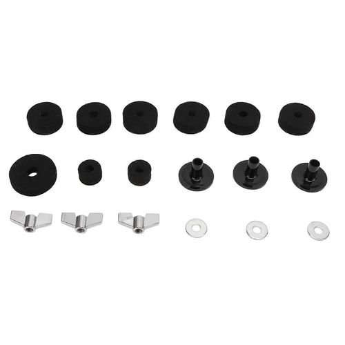 Kit De Batterie Jeu De Coussinets En Feutre Antidérapants Écrous À Oreilles Manchons De Support Rondelles De Cymbale Accessoires De Remplacement Noir