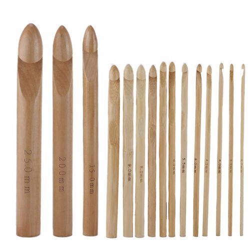 15 Pcs Crochets Grande Poignée Ergonomique Bambou Crochet 15mm/20mm/25mm Aiguilles Extra Épaisses Pour Mains Arthritiques
