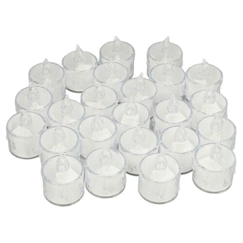 24pcs sans flamme LED Bougie de thé Simulation Flamme Ambiance romantique Batterie alimentée par batterie Bougies de bougie chauffe-plat