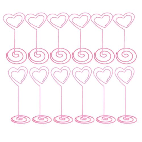 12 Pcs Carte De Visite Clip Fournitures De Bureau Message Titulaire Avec Base Rose Coeurs Clip