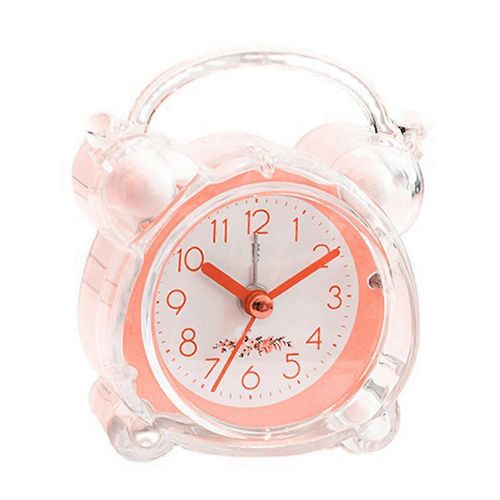 Réveil pour enfants Design silencieux Design de bande dessinée Réglage facile Forte ABS Double Bell Horloge pour Chambre à coucher Table Rose