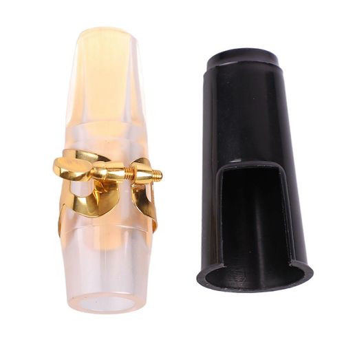 Kit D'embouchure De Saxophone Alto Transparent Plastic Gold Ligature Black Cap E Flat Sax Instrument Accessoires
