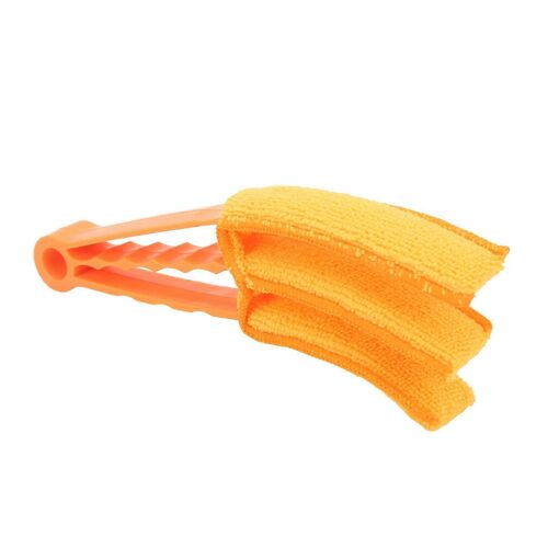 Dépoussiéreur de ventilation de voiture,chiffon de nettoyage multifonction en microfibre pour vitres,stores,volets,ventilateurs,orange