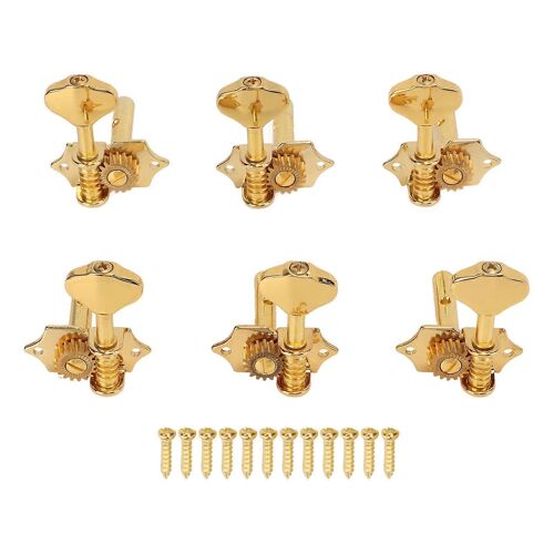 6 Pcs Guitare Corde Accordage Cheville Métal Ouvert Tuner Clé Machine Tête Set Kit Pour Acoustique Electricgold