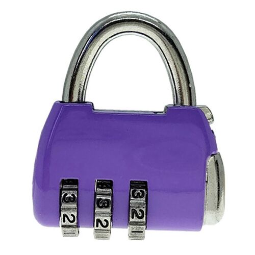 Cadenas 3 chiffres Serrure à combinaison Sécurité Heavy Duty Zinc Alliage Bagages Serrures pour ValiseViolet