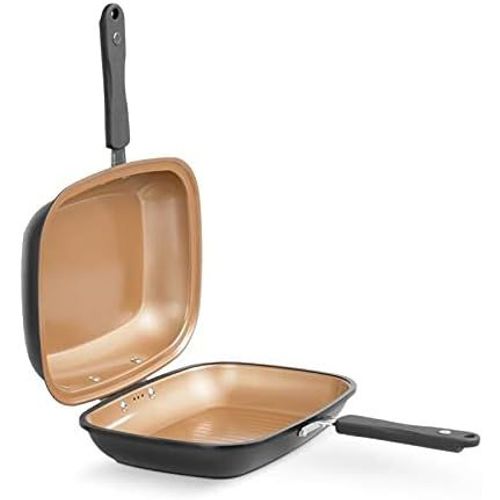 Black Doubletta | Poêle Réversible | Cuisiner, Rôtir, Griller, Poignée Ergonomique | Convient Pour Tous Les Types De Plaques De Cuisson | Revêtement Non Adhésif