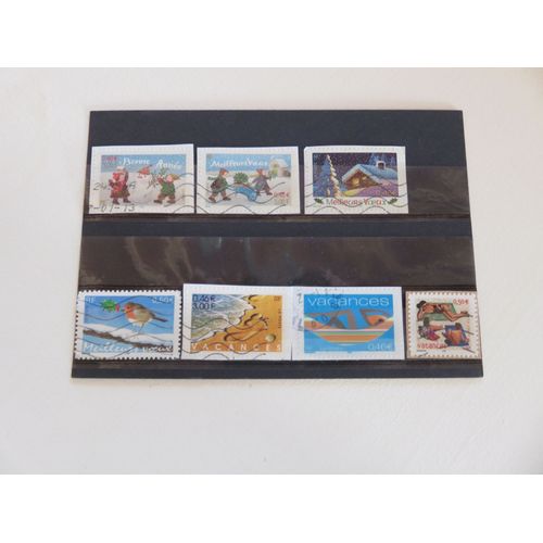 Lot De 7 Timbres Autoadhésifs Oblitérés "Meilleurs Voeux Et Vacances" De 2001 À 2003