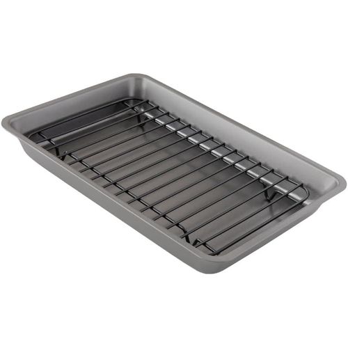 CHECARZHN--NO1-Petit Plat À Rôtir Antiadhésif Avec Grille De Cuisson - Plat Four Rectangulaire (29 X 18 Cm) Ultra Résistant - Plaque De Four Pour Rôtir, Barbecue, Lasagne Et Gratin