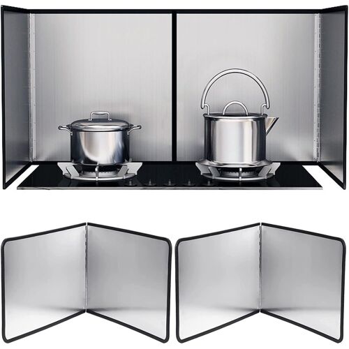 Jexnovashop-Plaque Anti-Projections De Cuisson Protection D'écran Anti-Éclaboussures, Pliable Splatter Garde D'huile En Acier Inoxydable, Anti-Adhésif Pour Un Nettoyage Facile - 40 X 30 Cm - 2 Packs