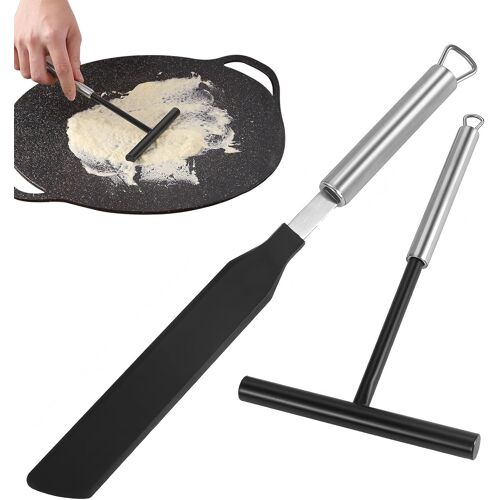 Jexnovashop-Distributeur De Pâte Râteau À Crêpe Spreader Ensemble Etaleur Crepe Spatule Crepe Et Rateau Crepe Râteau À Crêpes En Silicone Pour Gâteau Crème Casserole Cuisine Répartir La Pâte À Crêpes