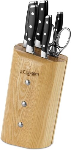 Jexnovashop-3 Claveles 1637 - Jeu De 5 Couteaux Et Une Paire De Ciseaux Bois