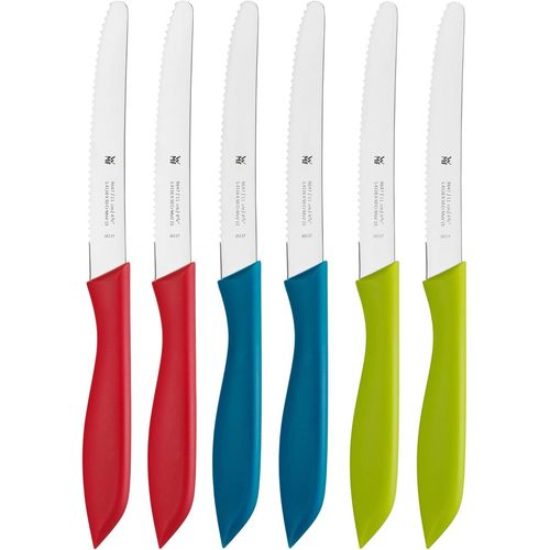 Mevronisshop-Classic Line Lot De 6 Couteaux À Petit-Déjeuner À Lame Dentelée En Acier Spécial Avec Manche En Plastique Multicolore 23 Cm