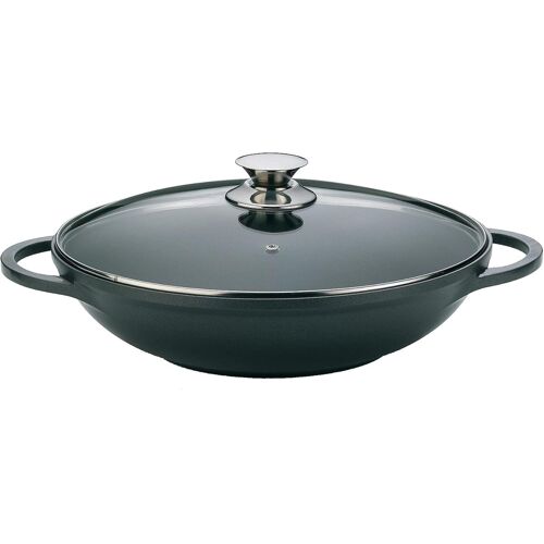 Subzonal-Wok Poêle Wok Woktopf Induction 36cm Fonte D'aluminium Avec Couvercle Poêle À Frire Marmorbeschichtung Silikongriffe