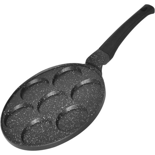ASFASFq-Poêle à frire en céramique antiadhésive (26 cm, 7 Moule) mini-crêpes blinis En fonte d¿aluminium Avec revêtement à triple couche et 7 trous pancakes et Oladji, Petit-déjeuner Oeuf Au Plat Ham