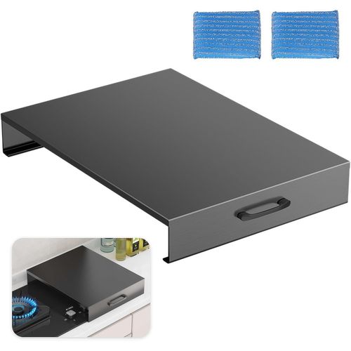 JEXNOVASHOP-Couvercle de cuisinière à gaz, en acier, noir, 40 x 30 x 5 cm