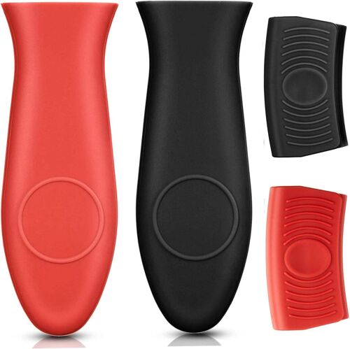 JEXNOVASHOP-4 Pièces Support de Poignée Chauffante en Silicone, Pince de Poignée Thermique en Silicone et Support de Poignée Auxiliaire, Anti-Brûlure, Peuvent Être Utilisés pour Les Poêles à Frire, L