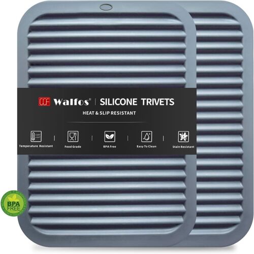 Jexnovashop-Lot De 2 Dessous De Plat En Silicone Résistant À La Chaleur De 260 °C Pour Casseroles Et Poêles Chaudes, Dessous De Plat Multifonction Pour Plan De Travail De Cuisine, Maniques - Gris
