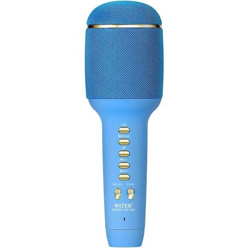 jum-KaraokeMicrophone BluetoothMicro Sans Fil Professionnel Avec Ensemble Haut-Parleur Pour Adultes-Changement Voix-Double Wireless Karaoke-Dual Ws900 Bleu