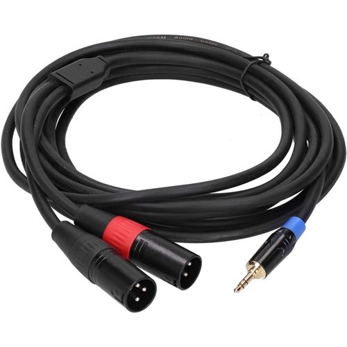 ASFASFq-Câble Double XLR Mâle vers TRS 3,5 Mm, Câble de Raccordement Répartiteur en Y, Mini Jack Stéréo 3,5 Mm (1/8) Mâle vers 2 XLR Mâle, Câble Adaptateur Convertisseur Audio pour (5M)