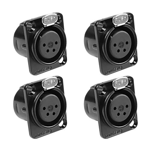 4 broches XLR panneau de montage connecteur XLR mâle prise audio Haut-parleur microphone connecteur -4PCS (4 Pin Femelle)