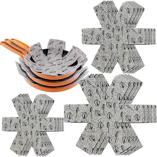 Jexnovashop-Lot De 12 Protections Anti-Rayures En Feutre Rembourré Pour Séparer Et Protéger Les Surfaces De Vos Ustensiles De Cuisine Pour Éviter Les Rayures
