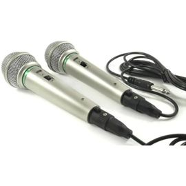 ASFASFq-SQUADO - Paire de microphones professionnels, unidirectionnels, câblés, pour karaoké, présentations, réunions