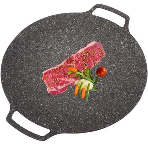 ASFASFq-BORDSTRACT Poêle à barbecue pour cuisinière gaz, table cuisson électrique, grillades intérieures ou extérieures, plaque chauffante coréenne ronde, poêle revêtement antiadhésif (Universel 30cm