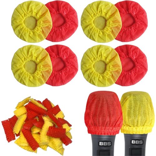 ASFASFq-100 couvertures de micro hygiéniques jetables non tissées antibactériennes pour la plupart des microphones portables, pour karaoké, concerts, karaokés d'enregistrement (2couleurs, 50de chaque