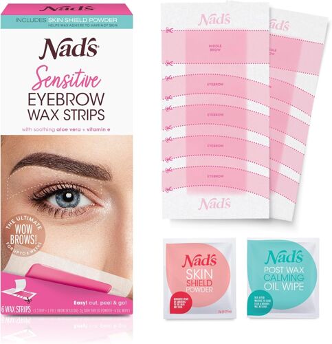 Eyebrow Wax Strips - Épilation Du Visage Pour Femme - Kit De Cire À Sourcils Avec 6 Bandes D'épilation À Sourcils + 6 Lingettes À L'huile Calmante + 2g De Poudre De Protection De La Peau