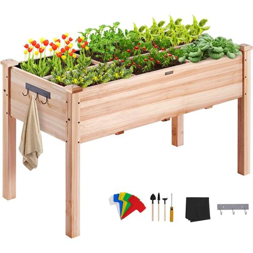 Asfasfq-Vevor Jardinière 120x58x76 Cm Lit De Jardin Surélevé En Bois De Sapin Bac De Plantation Avec Pieds Pour Cultiver Fleurs Végétaux Herbes Plantes Grasses Dans Jardin Terrasse Patio Balcon Coule