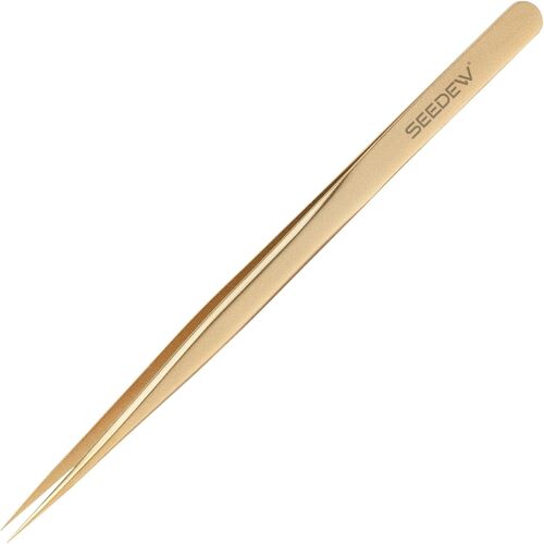 Kalanka-T01 Pince À Épiler Extensions De Cils, Pointe Fine, Droite Pince À Épiler Isolation Précision Multifonctionnelle Pour Extensions De Cils, Techniques Et Débutants (Doré) 