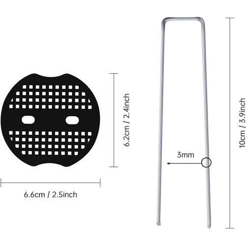 Kalanka-50 Piquets De Jardin Avec Rondelles, Piquets De Fixation En Acier Galvanisé Pour Baches Agraphes De Fixation De Toile De Paillage Piquets Galvanisé Extracteur De Piquets En Acier Inoxydable