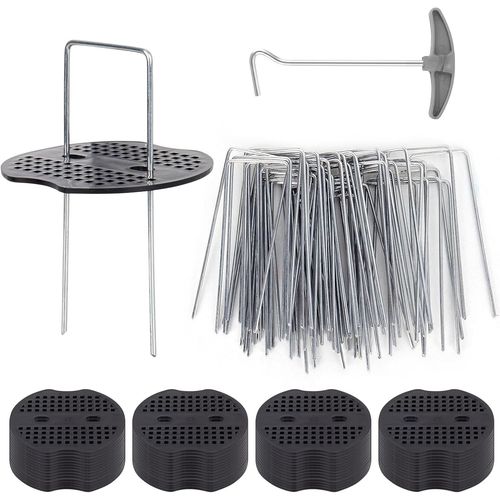 Asfasfq-50 Piquets De Jardin Ave Rondelles, Piquets De Fixation En Acier Galvanisé Pour Baches Agraphes De Fixation De Toile De Paillage Piquets Galvanisé