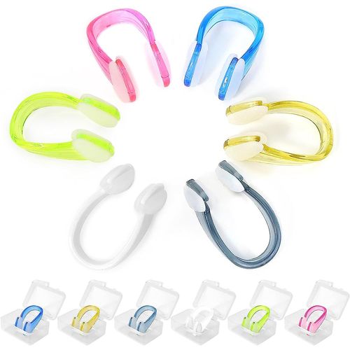 Pince Nez Natation,6 Pcs Pince-Nez En Silicone,Protecteur De Nez Pour Piscine Natation & Plongée Avec Boîte,Pour Adultes Et Enfants