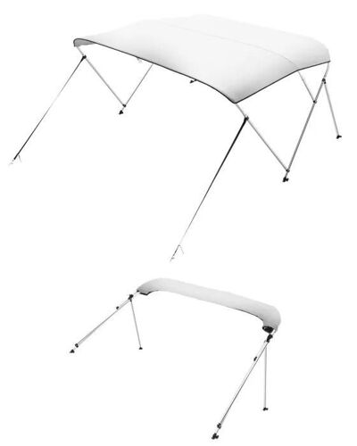 Bimini Pour Bateau-Vevor-3 Arceaux-182x117x185-198 Cm-Taud De Soleil Avec Cadre En Alliage D'aluminium-Gris Clair
