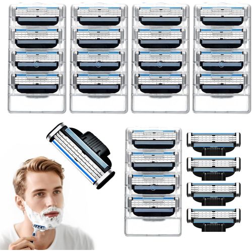 Asfasfq-Mach 3 Lames De Rasoir, 24pièces Lames Mach 3 Rasage Homme, Lame Rasoirs Trois Couches Recharges, Compatibles Avec Rasoir Mach 3 Pour Nettoyer La Barbe Et Poils Du Corps 