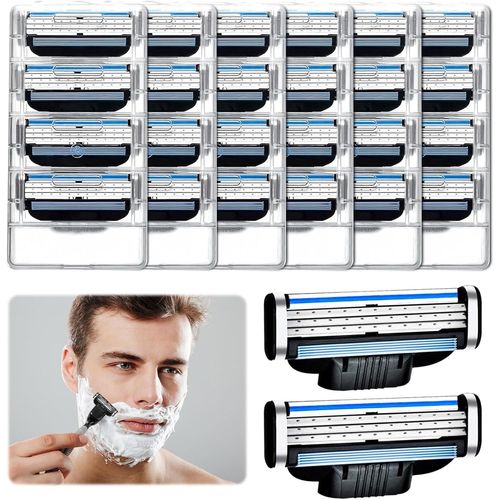 Asfasfq-24pcs Lames De Rasoir Mach 3, Recharges De Lames Mach 3, Recharges De Lames De Rasoir, Lames De Rasoir Mach 3 Homme, Compatibles Avec Rasoir Mach 3, Pour Nettoyer La Barbe Et Les Poils Du Cor 