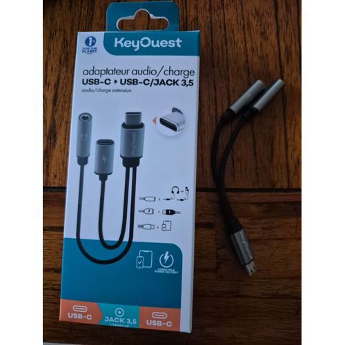 ECOUTEURS FILAIRES + ADAPTATEUR AUDIO /CHARGE USB JACK