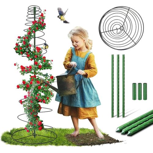 Asfasfq-Tuteur Plante Grimpante En Metal, Support Pour Plantes Grimpantes 47cm-135cm, Treillis Pour Plantes Grimpant En Spirale, Arche De Jardin Rond Interieur Exterieur Balcon Pot Rosier Fleur Vigne