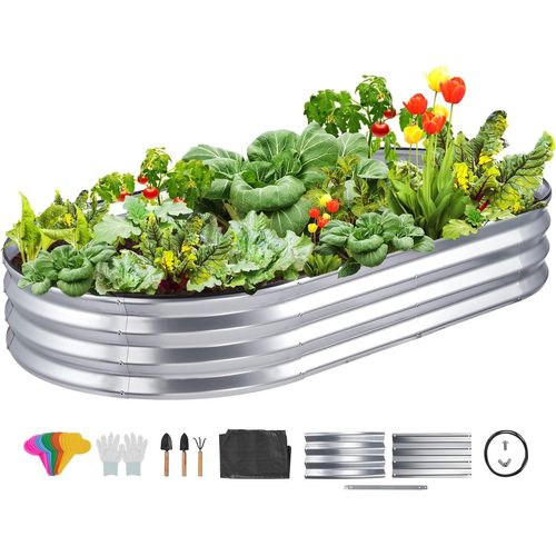 Asfasfq-Vevor Jardinière 182,5x92,5x28 Cm Lit De Jardin Surélevé En Métal Galvanisé Bac De Plantation Avec Base Ouverte Pour Cultiver Fleurs Végétaux Herbes Plantes Grasses Jardin Terrasse Patio Balc