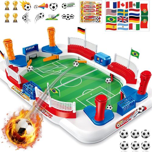 ASFASFq-LumenVela Baby Foot Enfant, 55 × 31 Mini Babyfoot, Jeu Foot, avec 6 Football, Compteur Manuel, Autocollant, Jeux de Société Enfant Cadeau Foot pour 4 5 6 7 8 9 10 Ans