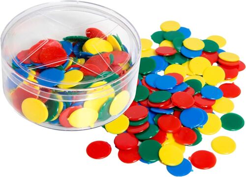 Lot De 100 Jetons De Couleurs Pour Jeu De Société Pour Parchis,Jeux De Société,25 Jetons De Couleur Pour Tout Type De Jeux,Rouge,Vert,Bleu Et Jaune (100 Unités)