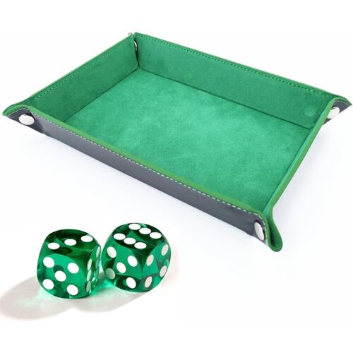 1 Pcs Plateau De Dés Pliant Rectangulaire En Cuir Pu,Plateau De Dés En Velours Pour Le Jeu De Dés De Donjons Et Dragons Rpg D&d Et Autres Jeux De Table (Vert)