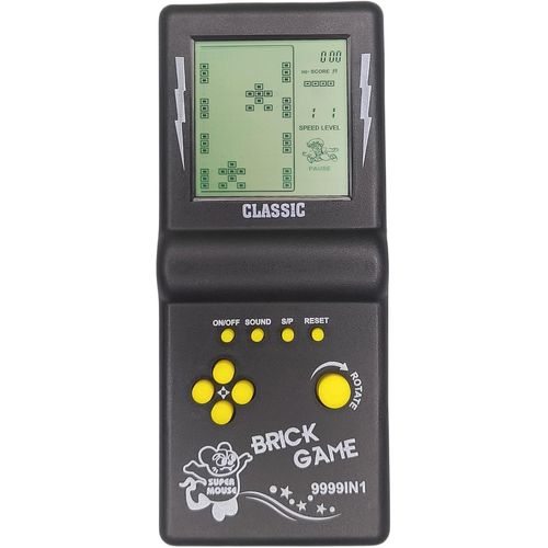 ASFASFq-CZT Console de Jeu Cubique Grand Écran 999 en 1 - Bloc Rétro Portable, Jeux de Briques Électroniques de Poche - Jouets Cadeaux pour Enfants/Étudiants/Petits Amis (Noir)