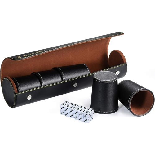 Dice Cup -Coupes À Dés+25 Cubes À Pois + Étui De Rangement Exclusif Et Étui De Transport En Cuir Synthétique Avec Fermeture Magnétique