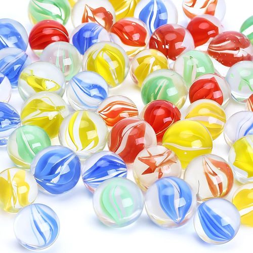 Lot de 105 billes en verre,14 mm,petites billes en verre multicolores,décoratives,pour jeu de billes,décoration de maison pour enfants