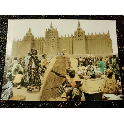 Carte Postale Colorée "Marché Et Mosquée De Dyenne Au Mali"Vintage Années 90.